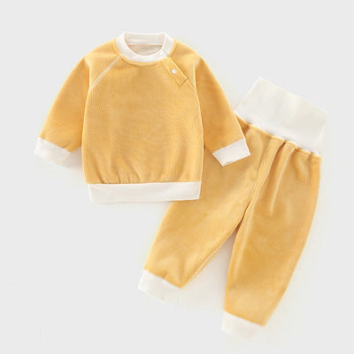 Children's Autumn And Winter Warm Suit Baby Spring And Autumn Plus Fleece Outer Wear Tops Pants Men And Women Baby Two Sets - Korvel