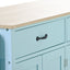 Mint Green Kitchen Island Cart with 4 Doors and Drawers