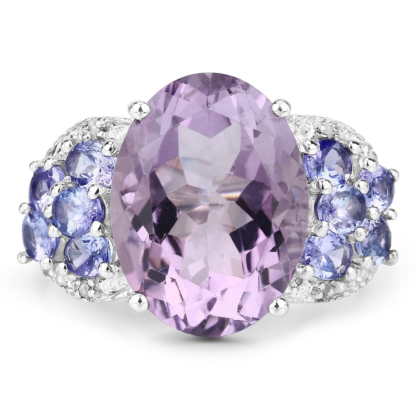 Bague en argent sterling avec améthyste de 6,62 carats, tanzanite et topaze blanche