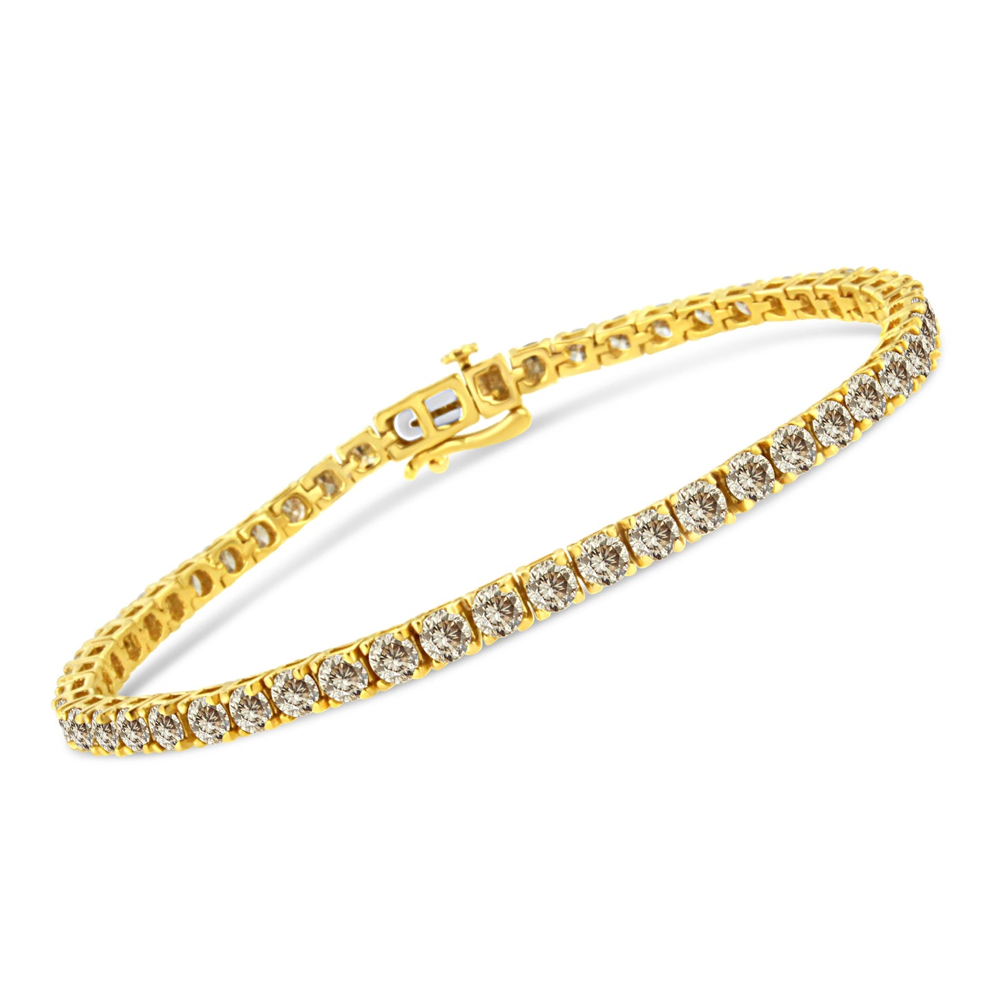14K Yellow Gold Plated Sterling Silver Diamond Tennis Bracelet - 8.0 Cttw
