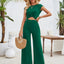 Twisted Round Neck Cap Sleeve Jumpsuit