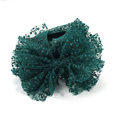 Fashionable oversized solid color lace bow headband - Korvel