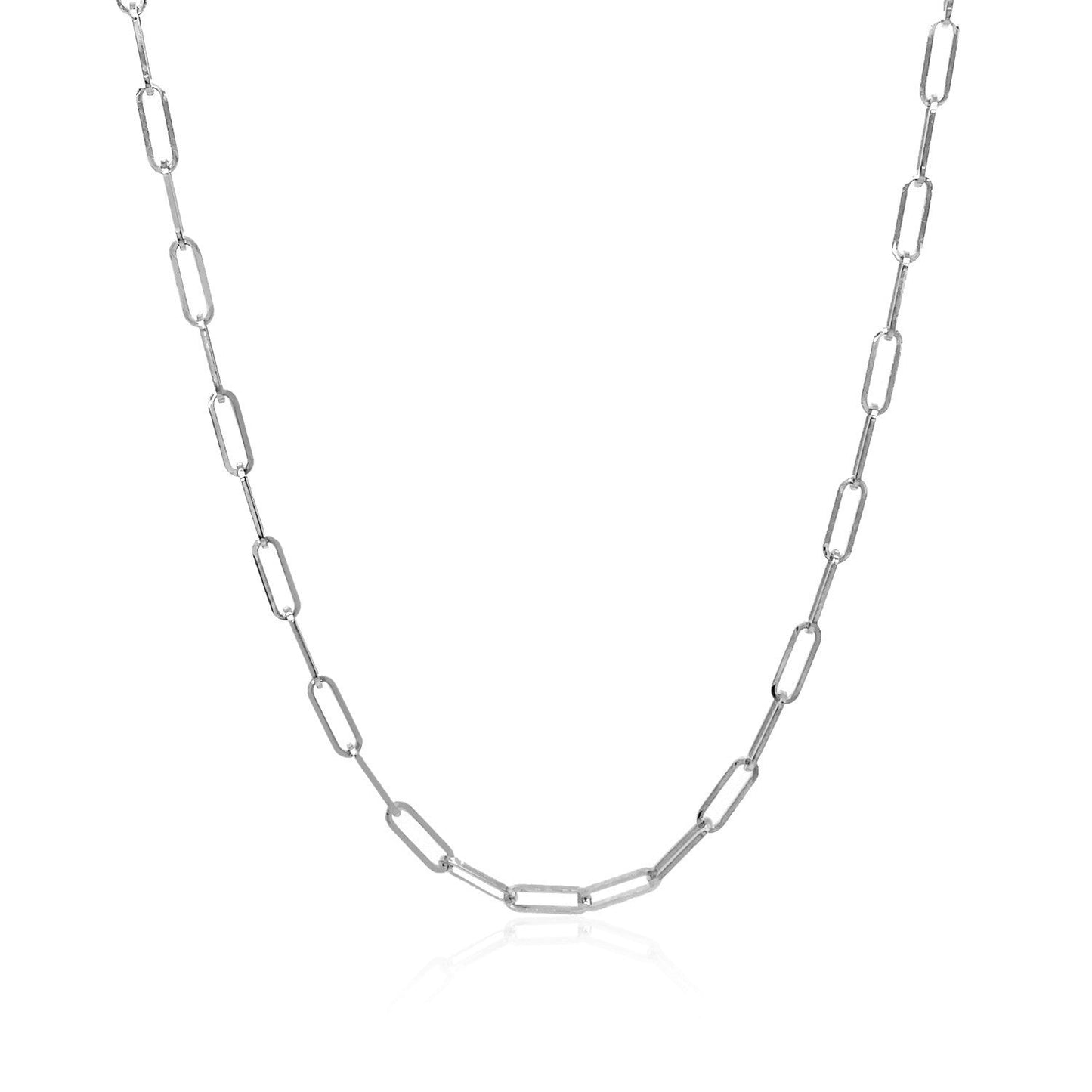 14K White Gold Delicate Paperclip Chain Necklace