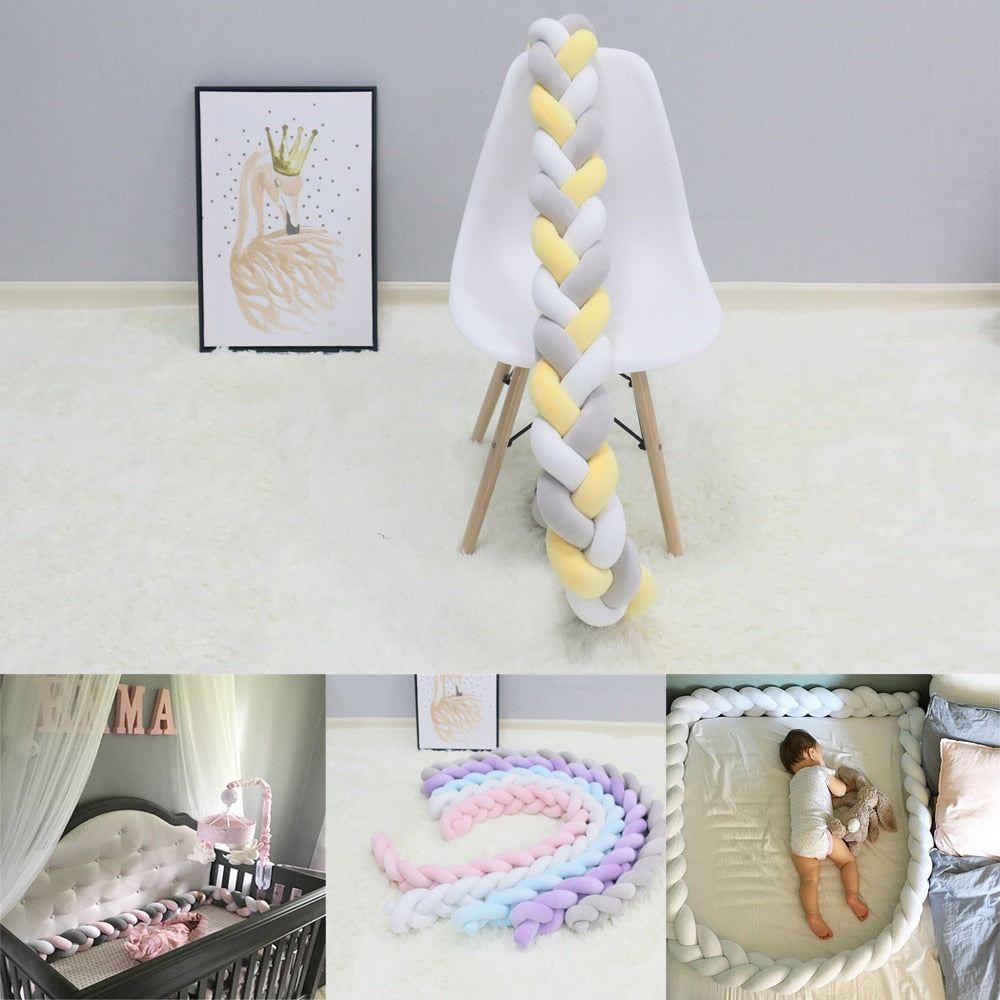 1Pcs 1M/2M/3M Baby Handmade Nodic Knot Newborn Bed Bumper Long Knotted Braid Pillow Baby Bed Bumper Knot Crib Infant Room Decor - Korvel