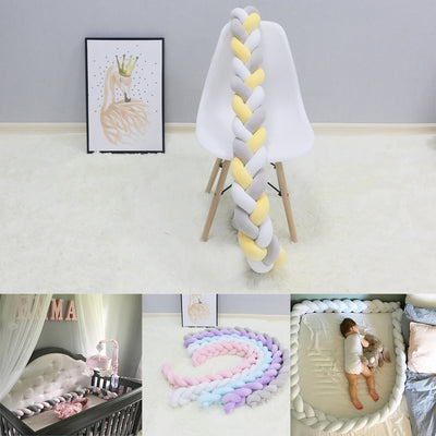 1Pcs 1M/2M/3M Baby Handmade Nodic Knot Newborn Bed Bumper Long Knotted Braid Pillow Baby Bed Bumper Knot Crib Infant Room Decor - Korvel