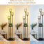 Boho Floor Lamp with Shelves 3-Lights Farmhouse Tall Floor Lamp with ON/OFF Foot Switch Rustic Standing Lamp with Rattan Shades - Korvel