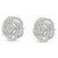 Pendientes de clúster floral de diamantes de corte rosa en oro blanco de 10k