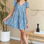 Summer Printed V-Neck Ruffle Sleeve Mini Dress