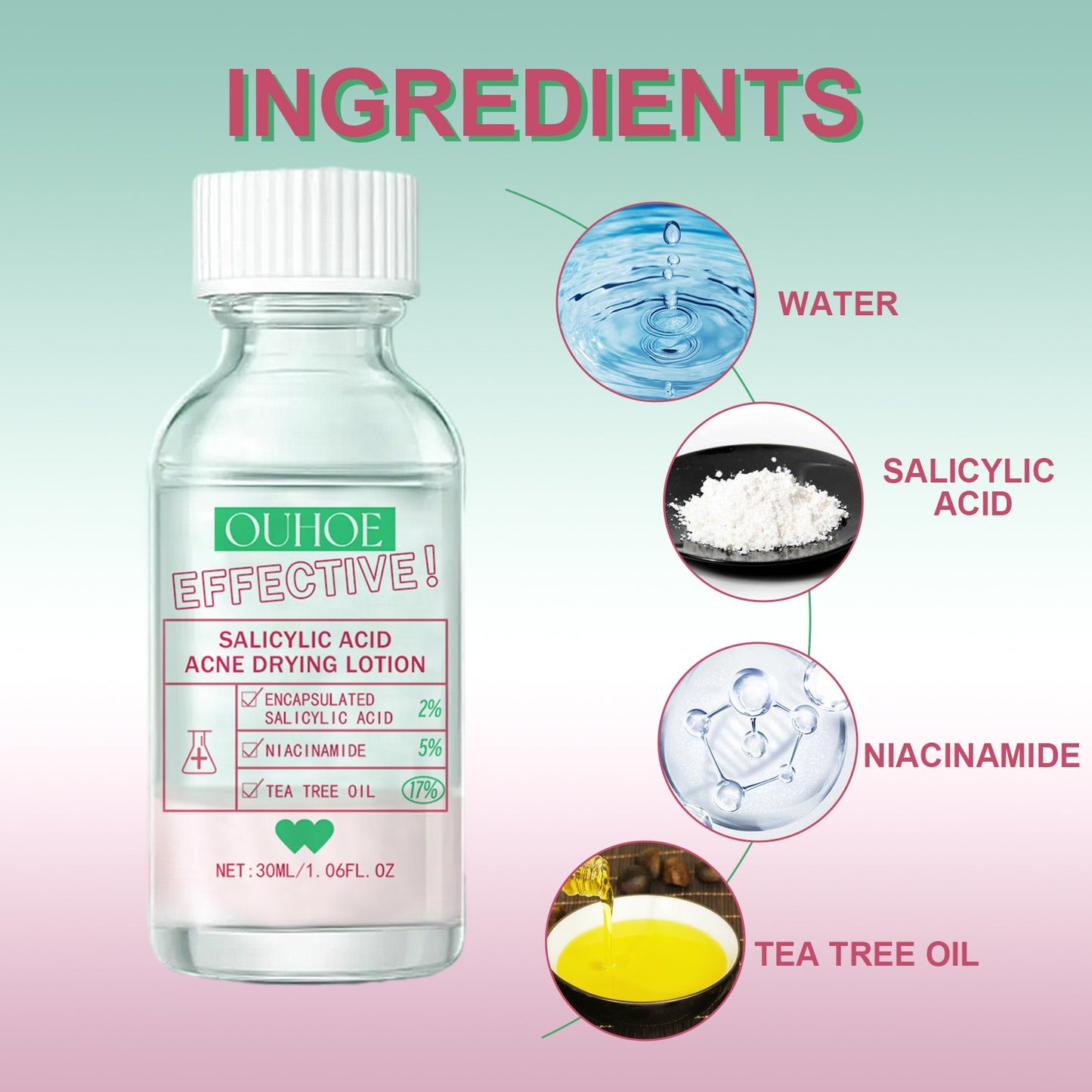 Salicylic Acid Acne Drying Lotion, Gentle Repair Acne-Skin Skin Moisturizing Lotion - Korvel