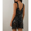 Trendy Hollow Sequin Suspender Skirt for Night Out