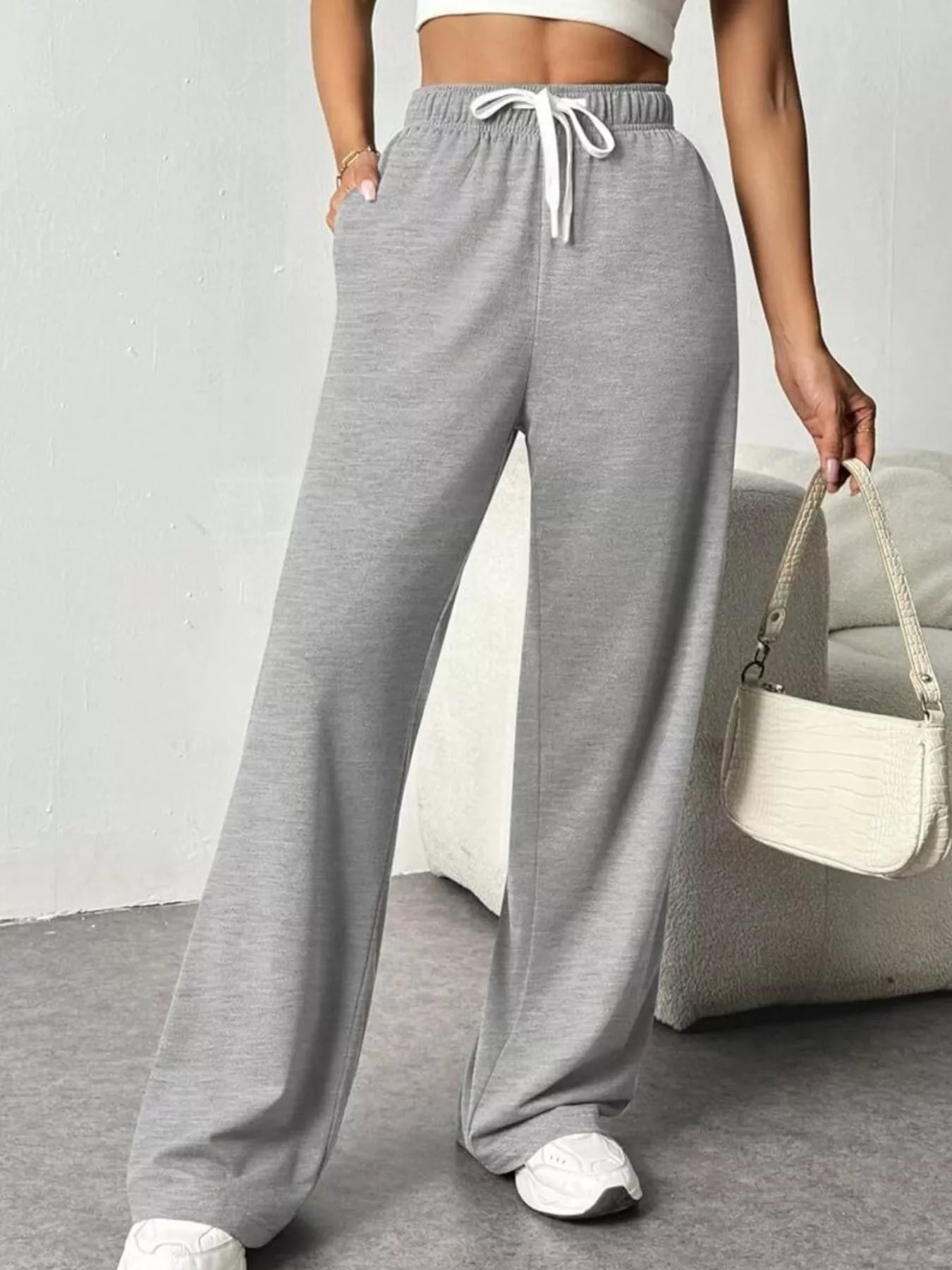 Pantalones de Pierna Ancha con Cuerda para un Estilo Sin Esfuerzo