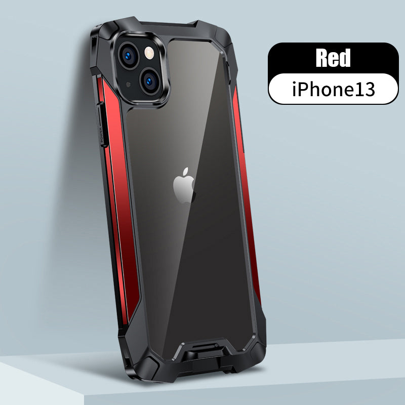 New Transparent Back Panel Protective Case Is Suitable For iPhone 13 Pro Promax Mini Metal Airbag Anti-Drop Mobile Phone Case - Korvel