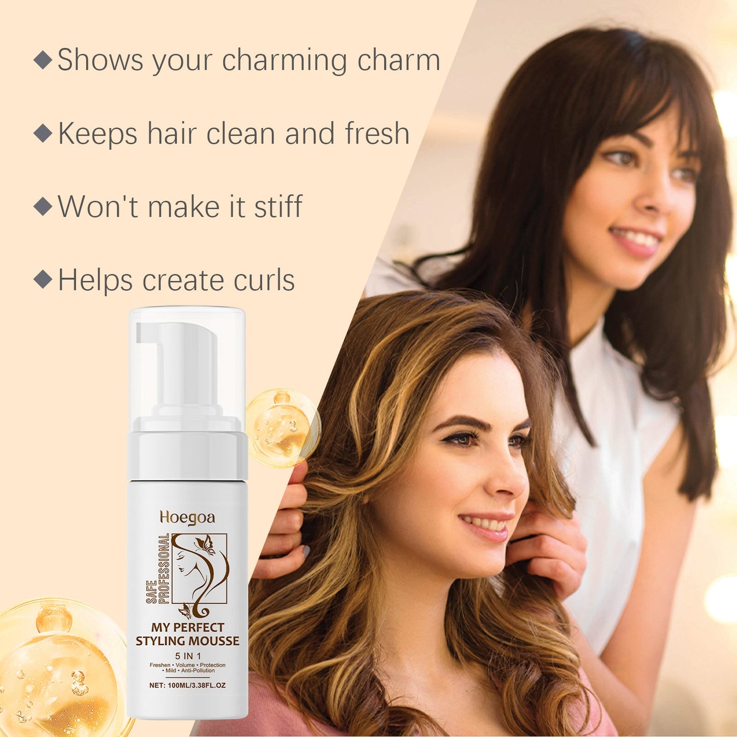 Mousse Coiffante Hydratante pour Volume et Brillance