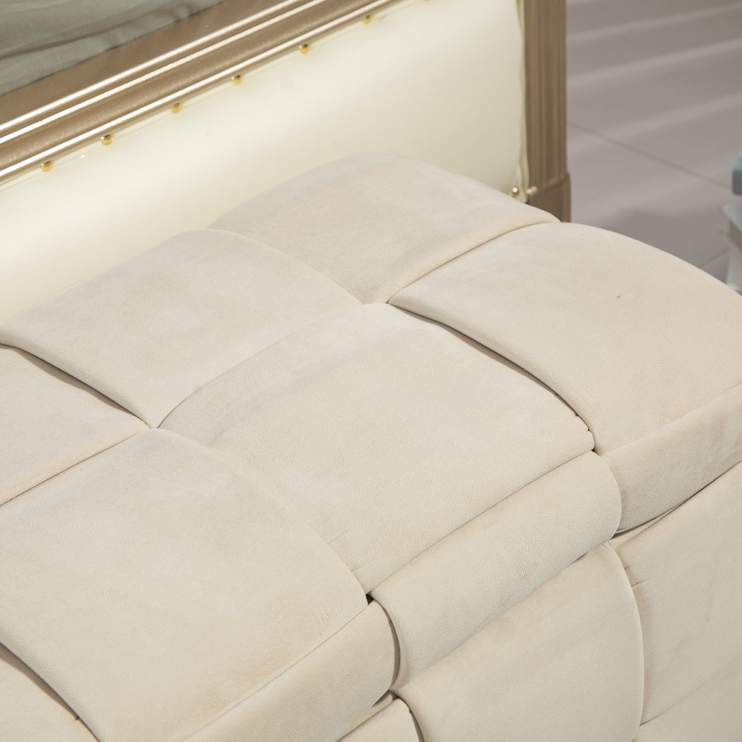 Ottomana de Almacenamiento Tapizada COOLMOR - Beige