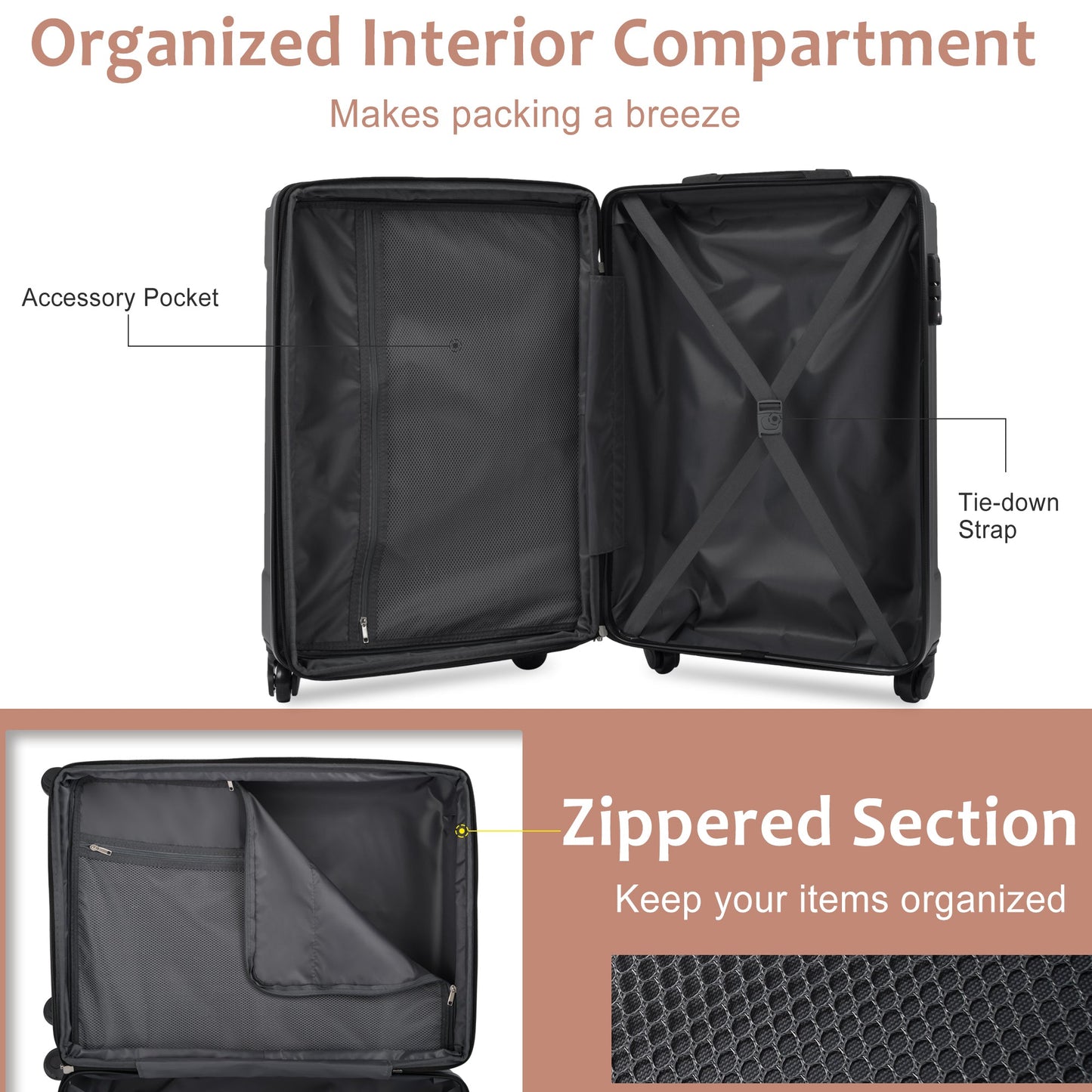 Premium 6-Piece Expandable Hard Shell Luggage Set