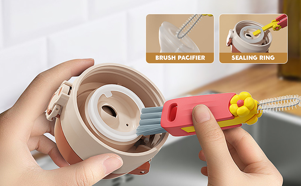 3 in 1 Cup Lid Cleaning Brush Crevice Cleaning Brush for Bottle Gap Tight Spaces Cup - Korvel