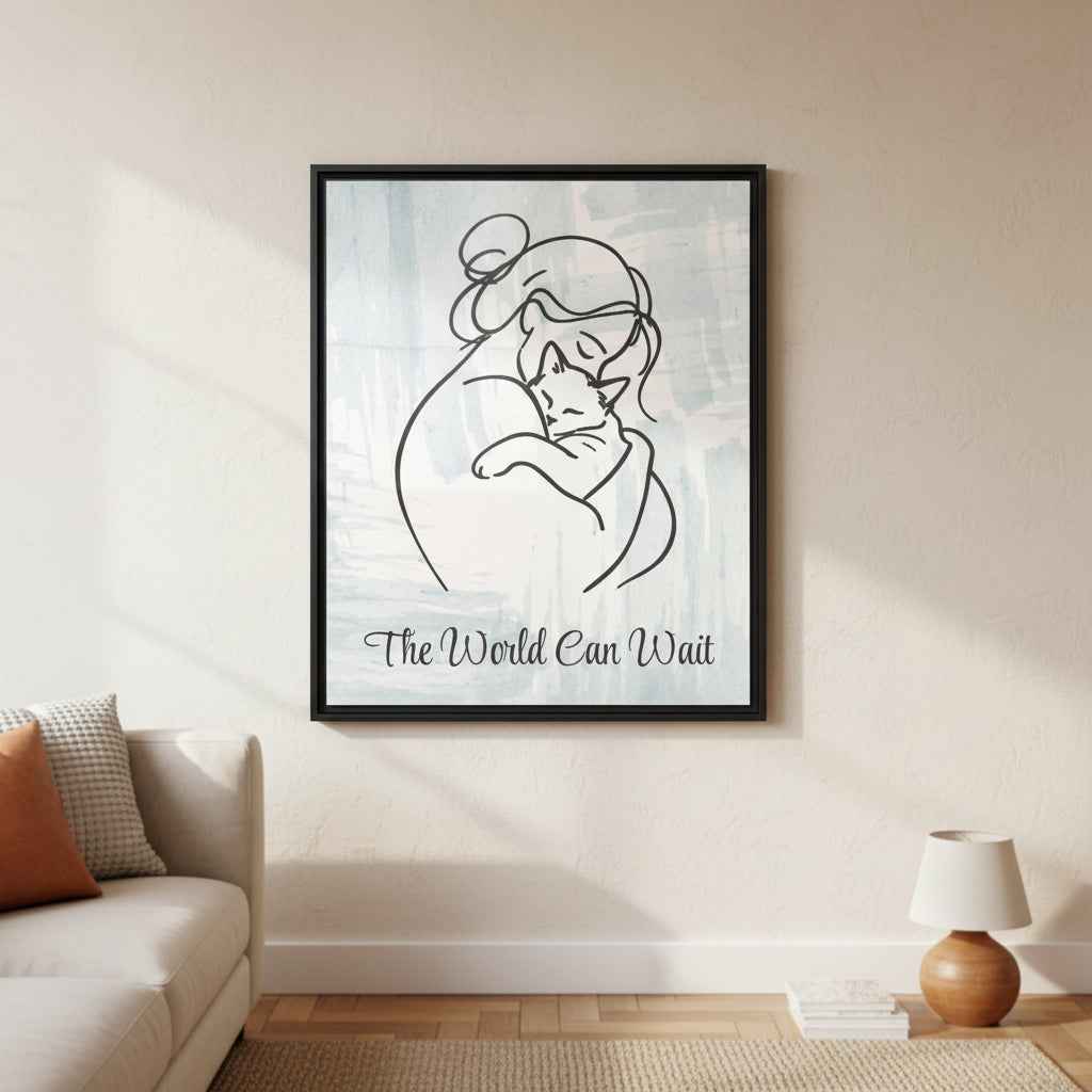 L'impression sur toile Chat Le Monde Peut Attendre