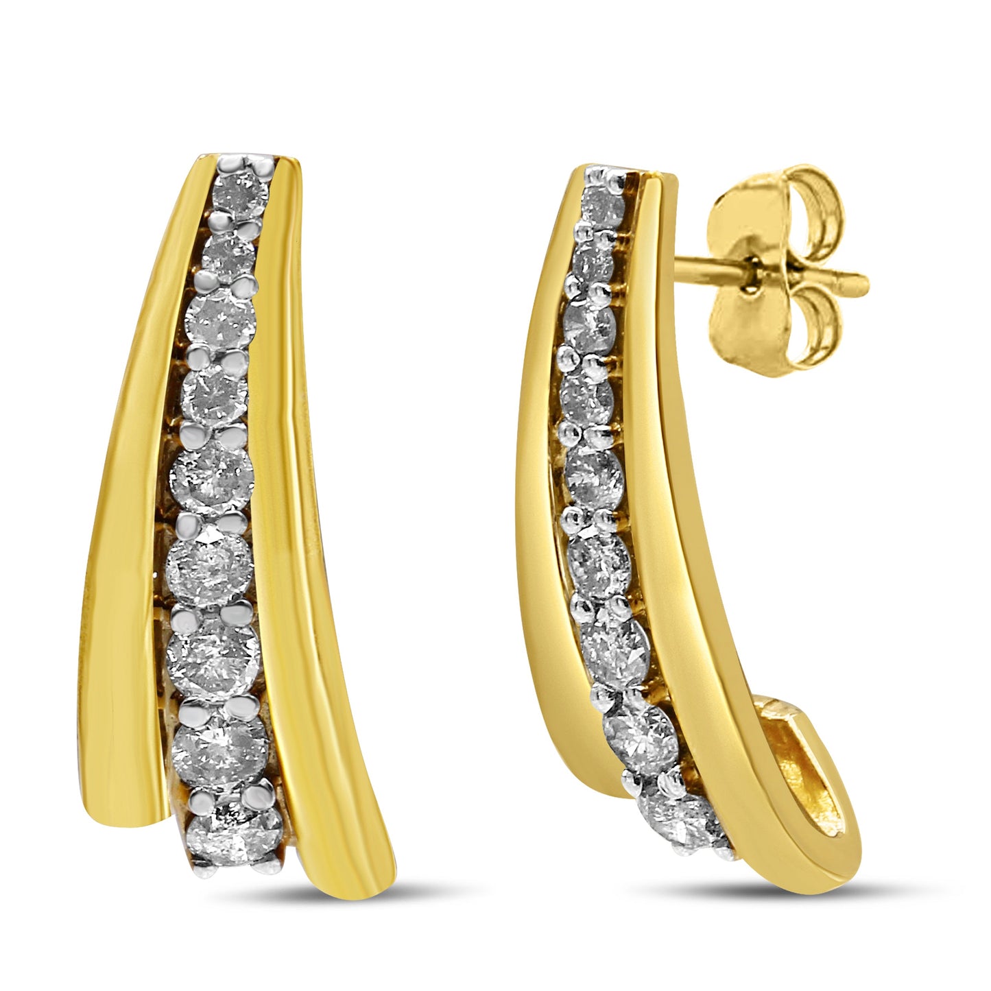 Pendientes Huggie de Diamantes de Plata Esterlina Bañados en Oro de 10K
