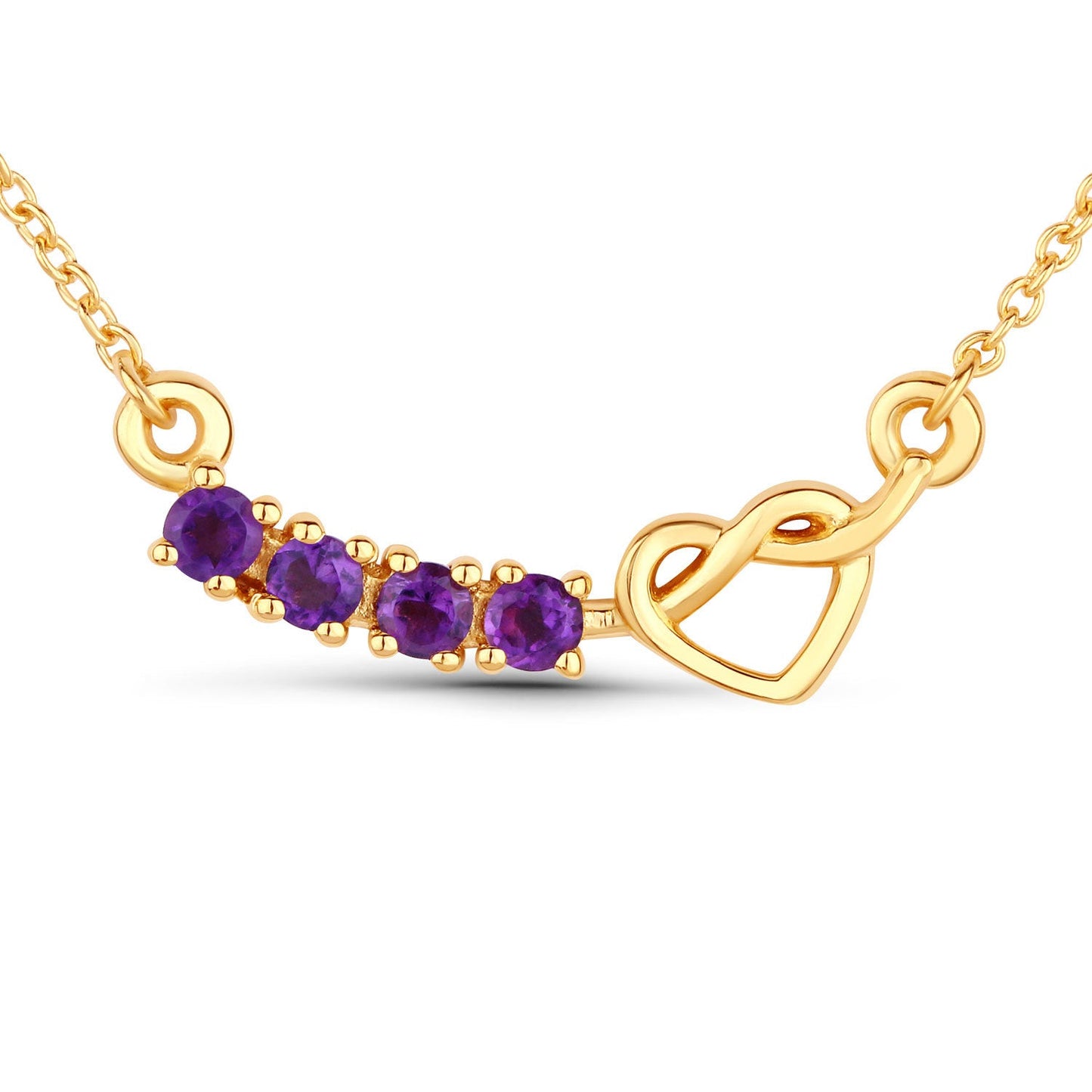 0.24 Carat Genuine Amethyst Sterling Silver Heart Necklace
