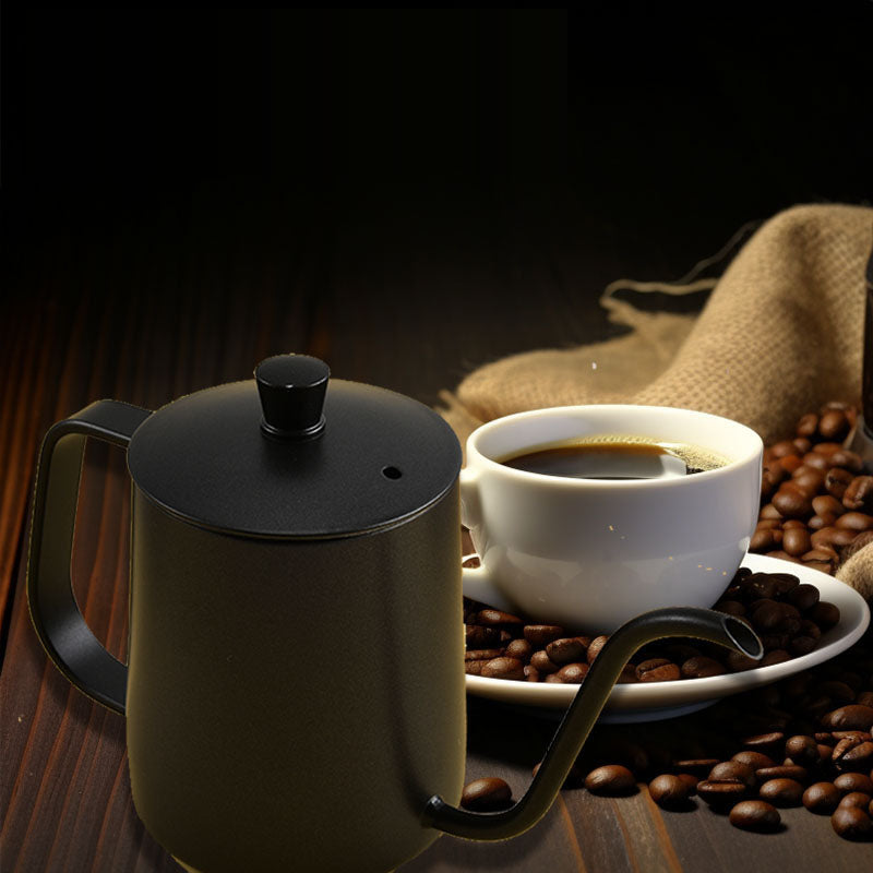 Household coffee hand brewing pot with narrow mouth and long mouth coffee pot with lid - Korvel