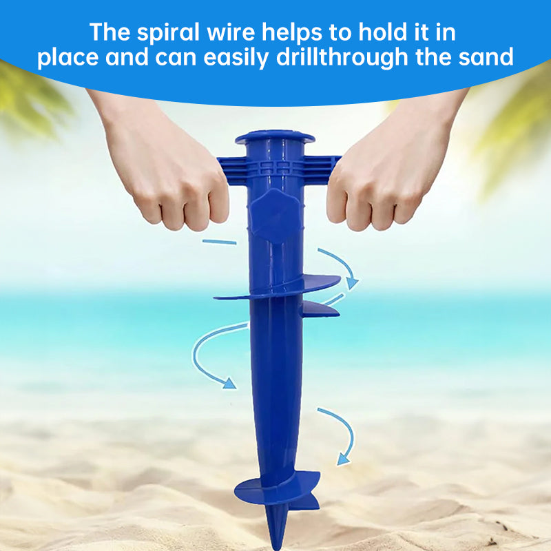 Plastic Adjustable Umbrella Base, Sun, Beach, Terrace, Sand, Ground Fixing Tools (Anchor Bracket, Spiral Tool, Tip Part), 1 Pc - Korvel