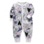 Newborn Footed Pajamas Zipper Girl and Boy Romper Long Sleeve Jumpsuit Cotton Solid White Fashion 0-24 Months Baby Clothes - Korvel