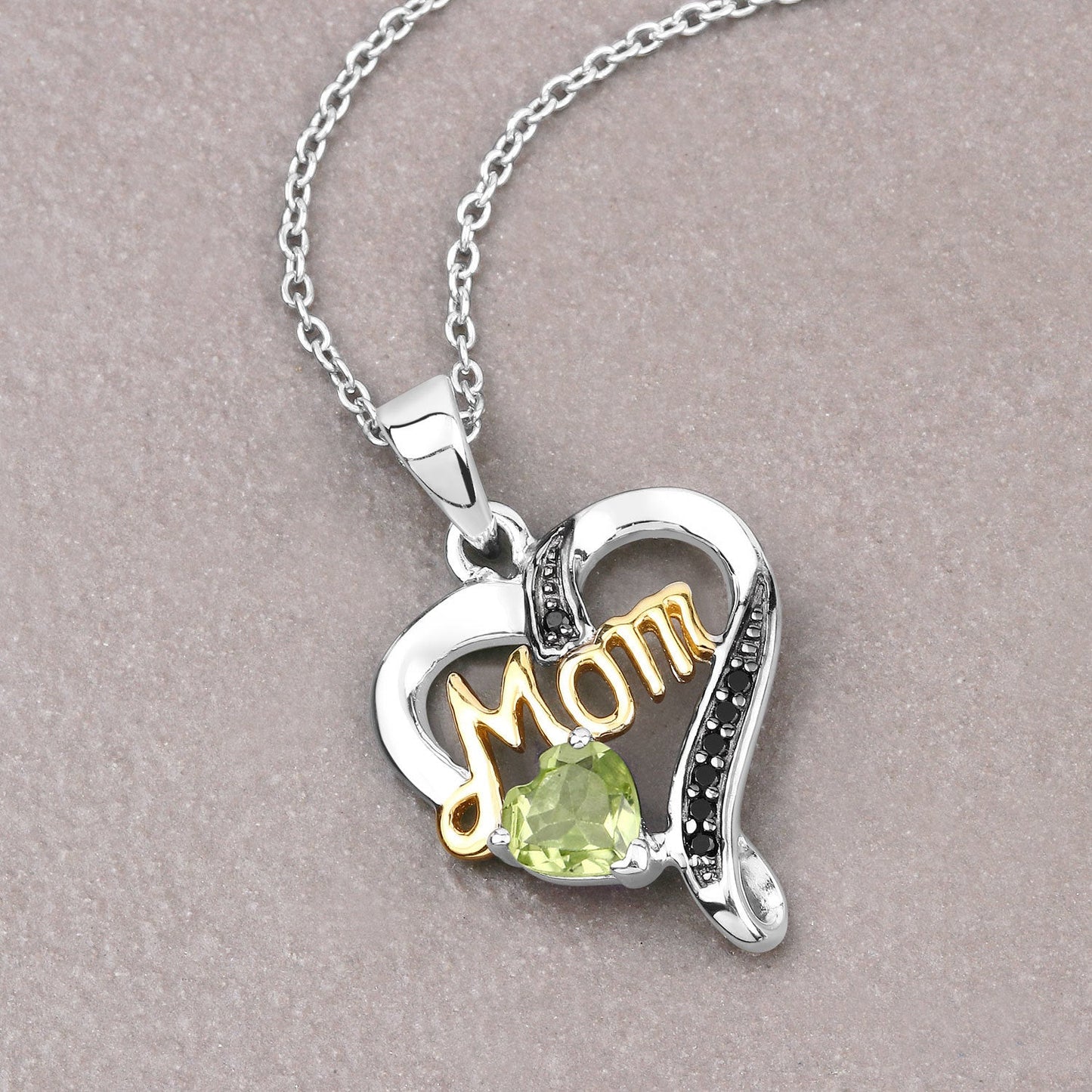 Pendentif en péridot véritable de 0,49 carat et spinelle noir en argent sterling