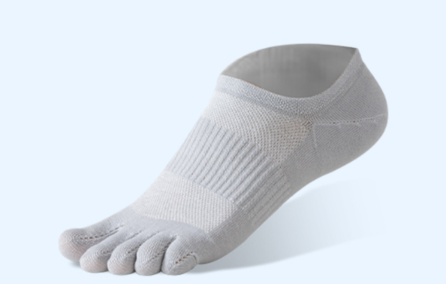1 pair Pure Cotton Five Finger Short Socks Men Sweat Absorbent Antibacterial Breathable Mesh Boat Socks Running Sports Toe Sock - Korvel