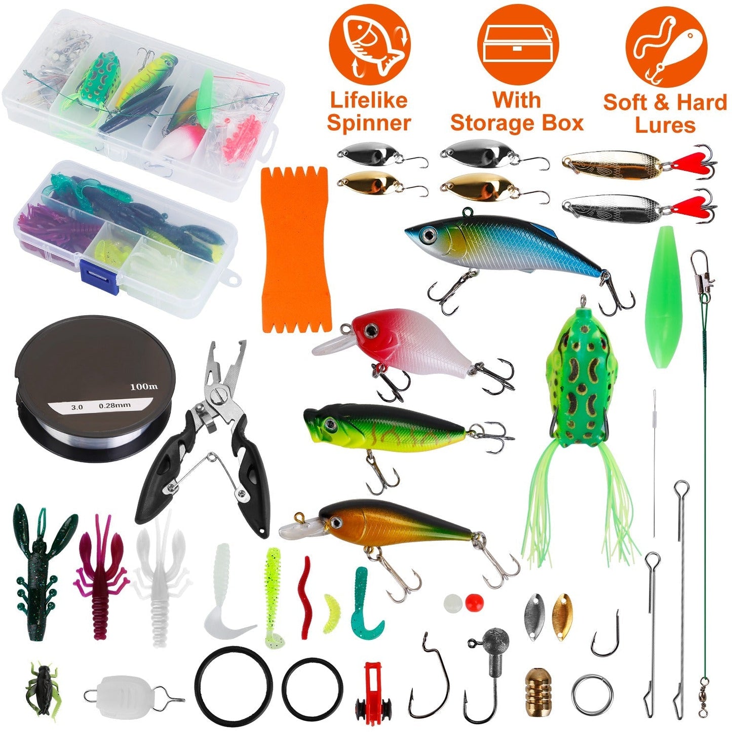 383-Piece Fishing Lure Tackle Kit for Bass Fishing