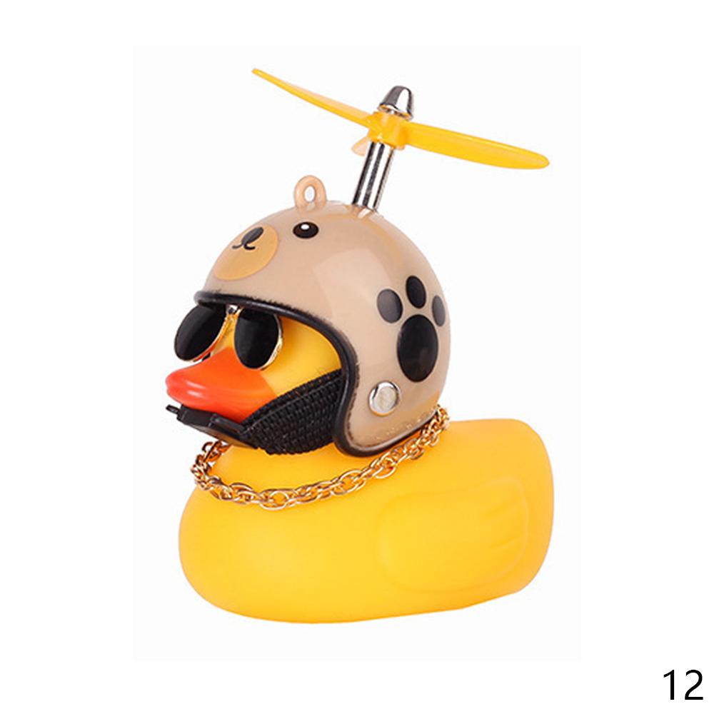 Car Duck with Helmet Broken Wind Small Yellow Duck Road Bike Motor Helmet Riding Cycling Car Accessories Decor Without Lights - Korvel