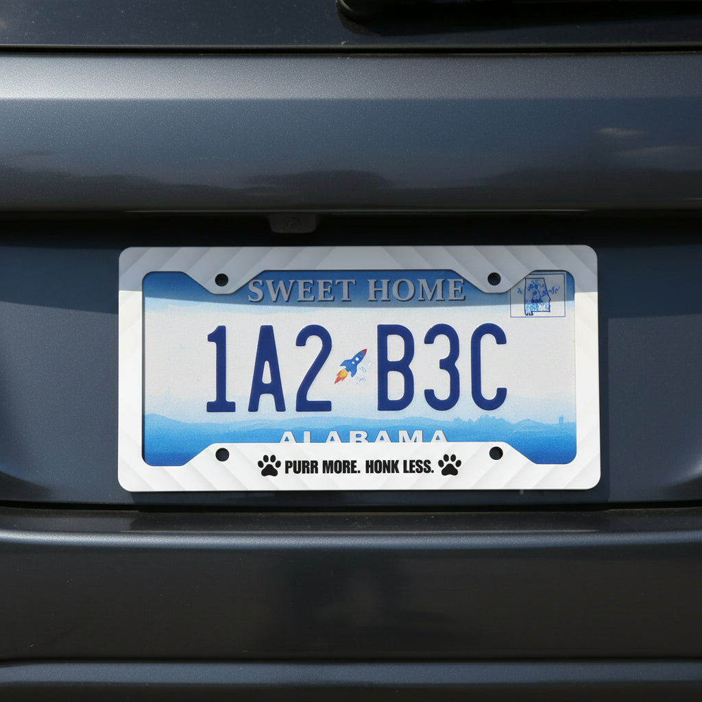 Purr More. Honk Less. – Cadre de plaque d'immatriculation pour amoureux des chats