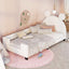 Twin Size Upholstered Daybed with Carton Ears Shaped Headboard White - Korvel