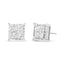 14K White Gold Princess-Cut Diamond Quad Stud Earrings