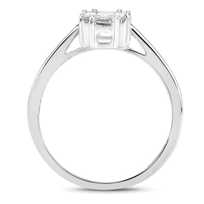 0.48 Carat Genuine White Diamond 18K White Gold Engagement Ring