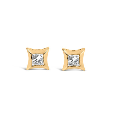 Pendientes de Diamante de Corte Princesa en Oro Blanco de 10K con Montura Invisible