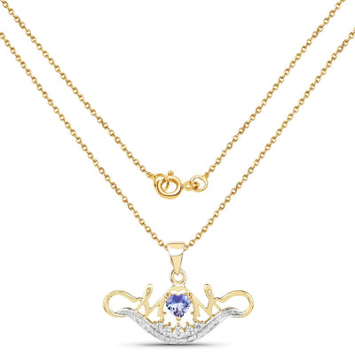 14K Yellow Gold Plated Tanzanite & White Topaz Pendant