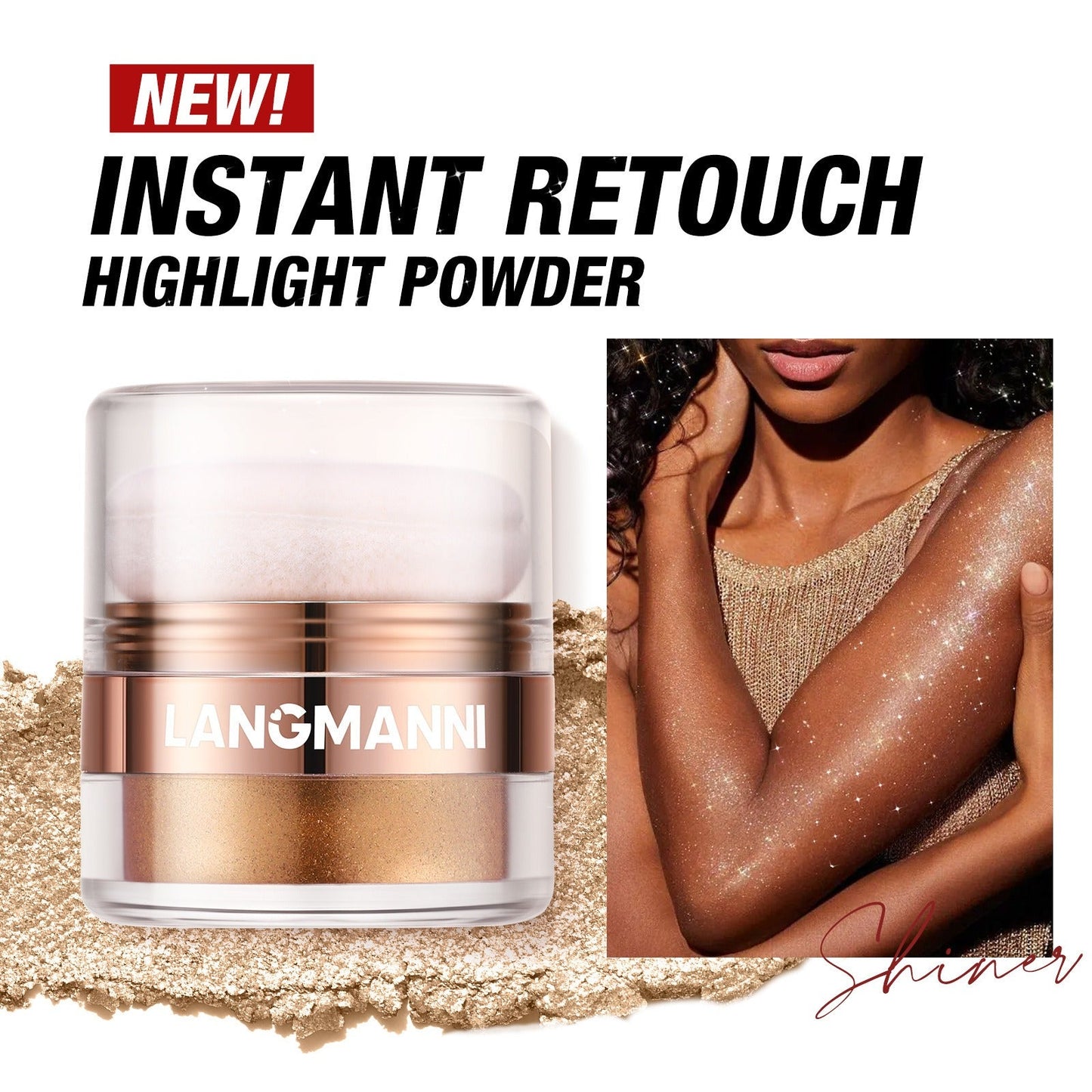 LANGMANNI Highlight powder, pat powder, face and body blush and contour powder - Korvel