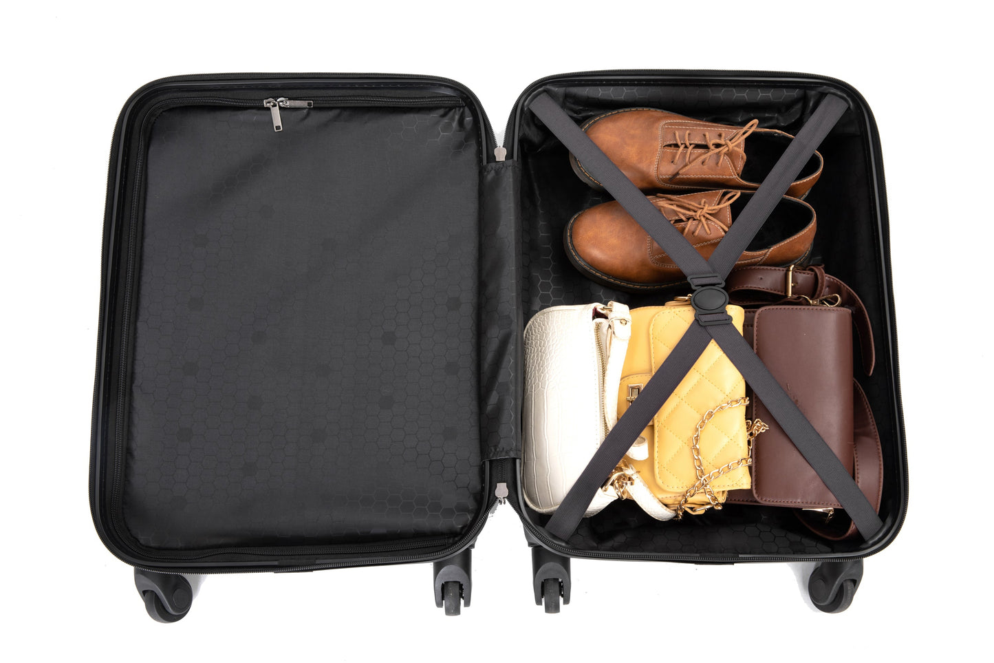 20" Carry on Luggage Lightweight Suitcase, Spinner Wheels, Black - Korvel