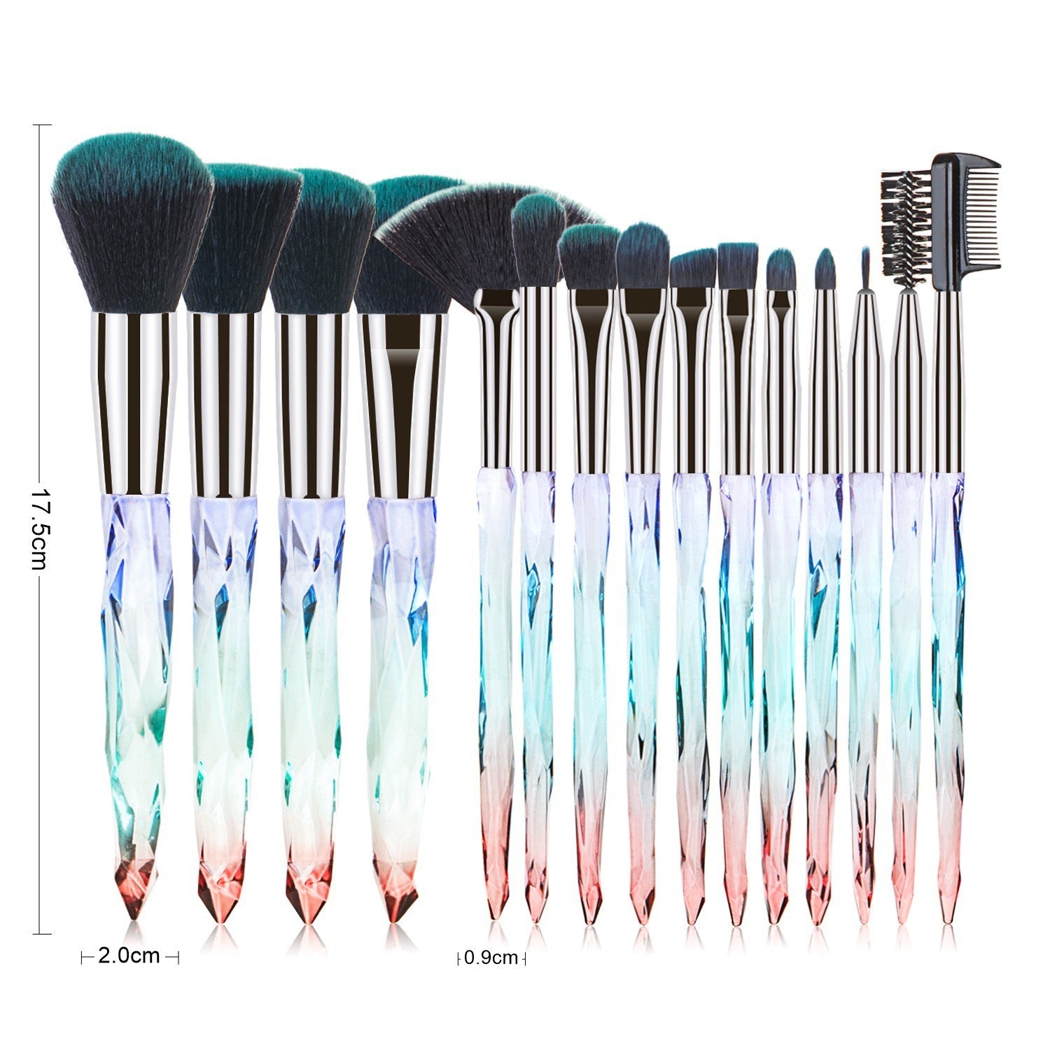 15 pcs Makeup Brushes Diamond Crystal Handle Makeup Tools Foundation Eyeshadow Brush - Korvel