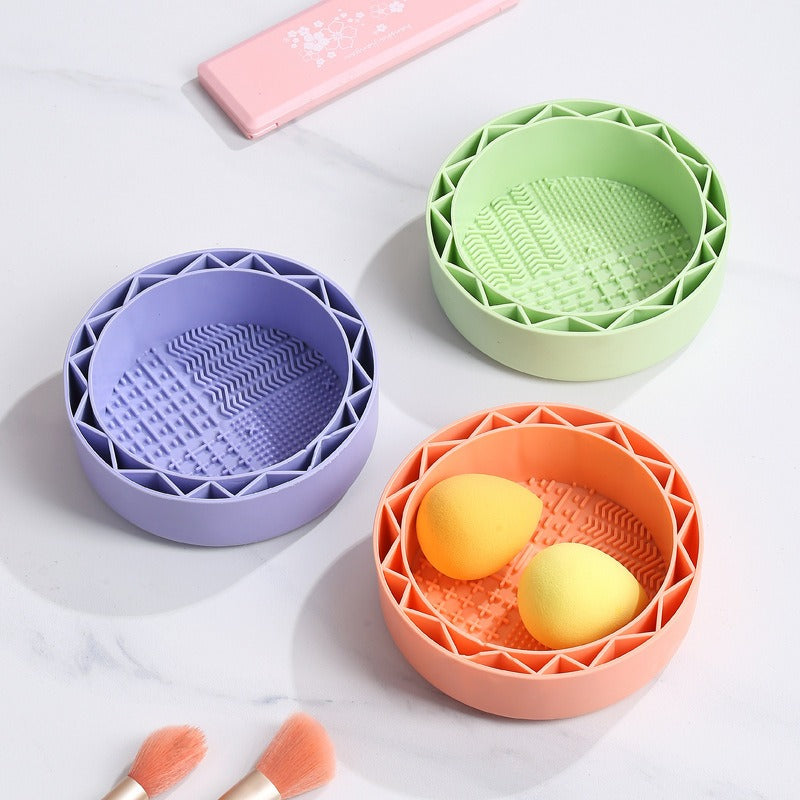 Reusable Makeup Brushes Cleaning Bowl Soft Texture Silicone Cosmetic Beauty Washing Bowl - Korvel