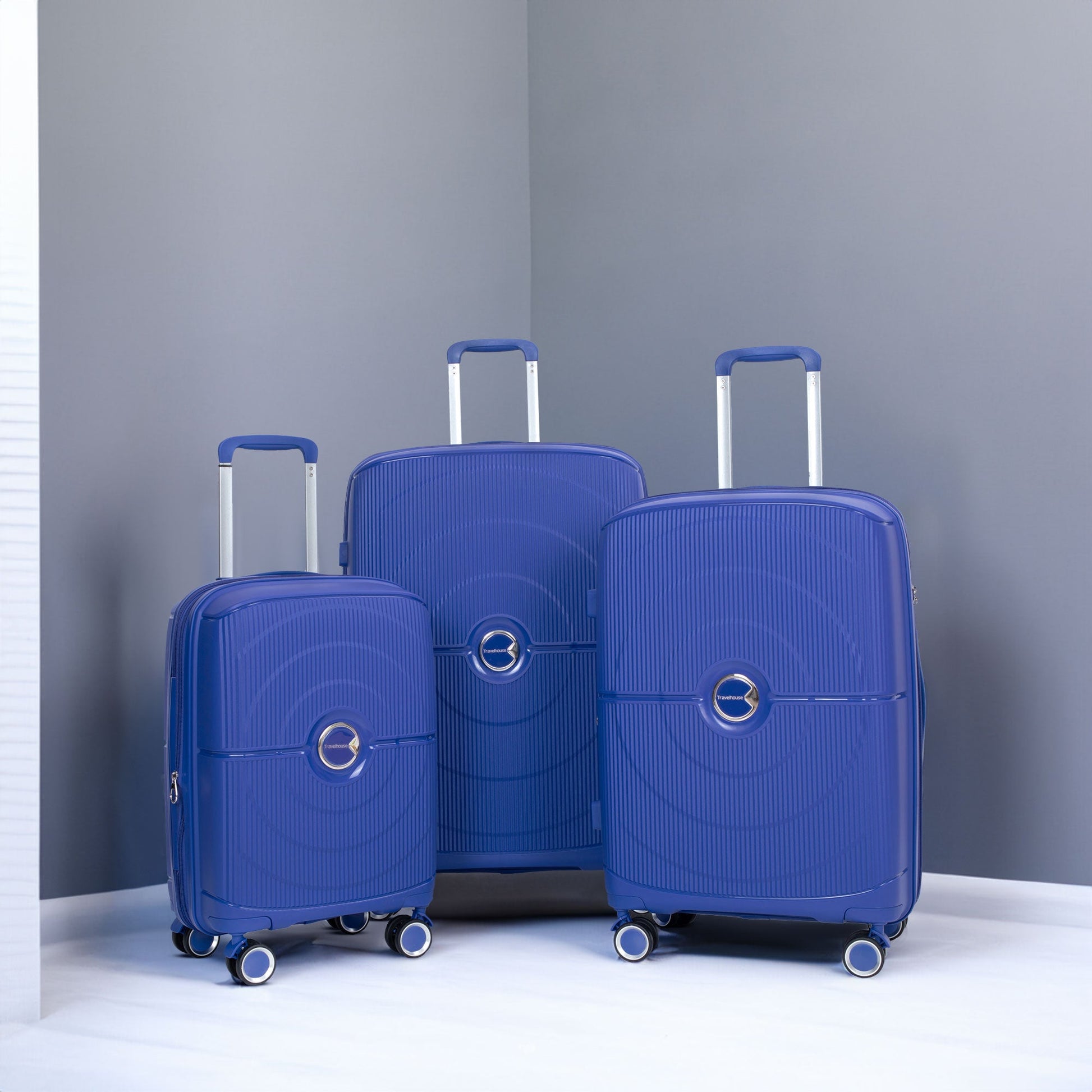 Expandable Hardshell Suitcase Double Spinner Wheels PP Luggage Sets Lightweight Durable ,3-Piece Set (20/24/28) ,Navy - Korvel