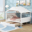 Wood Full Size House Bed with Twin Size Trundle and Storage  White - Korvel