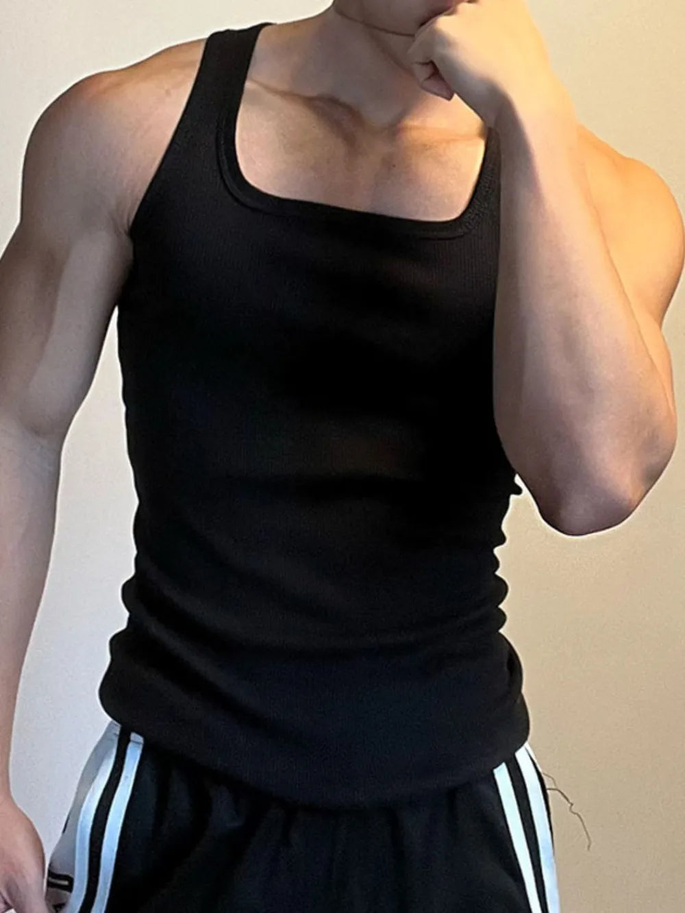 Men's Square Neck Wide Strap Tank Top