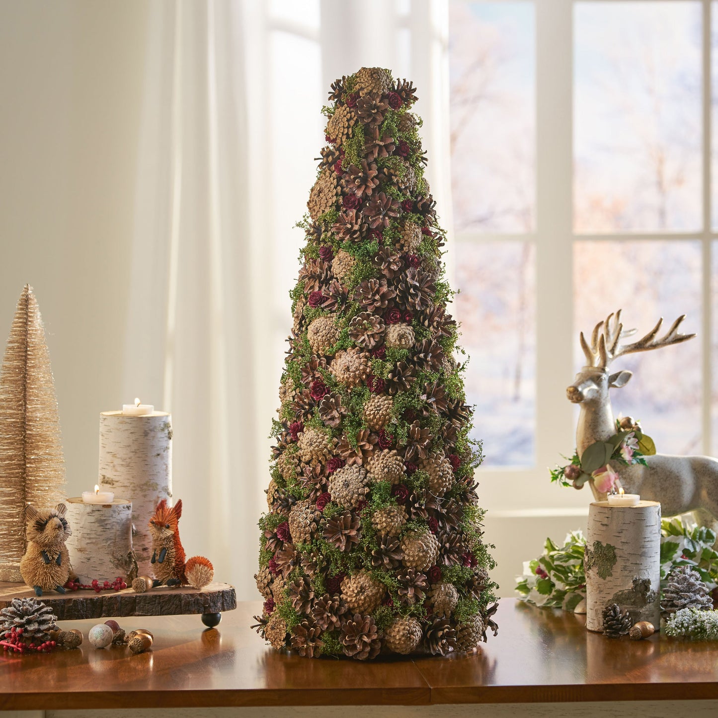 Elegant Pine Cone Table Top Tree
