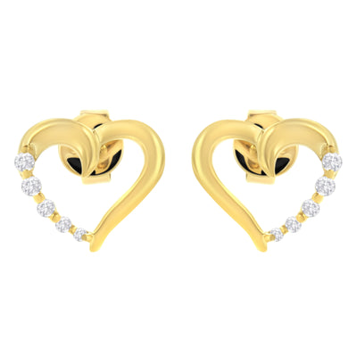 Pendientes de aro en forma de corazón con diamantes Journey de oro amarillo de 14 quilates