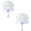 White Ivory Bridal Bridesmaid Flower Wedding Bouquet Artificial Flower Rose Bouquet Crystal Bridal Bouquets - Korvel
