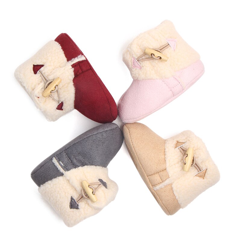 Fashion Winter Baby Boots Infant Girls Boys Warm Ankle Snow Boots Toddler Fur Plush Insole Buckle Boots Shoes - Korvel