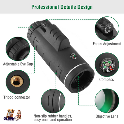 Gbruno 40x40 HD Optical Monocular Telescope with Tripod & Phone Holder