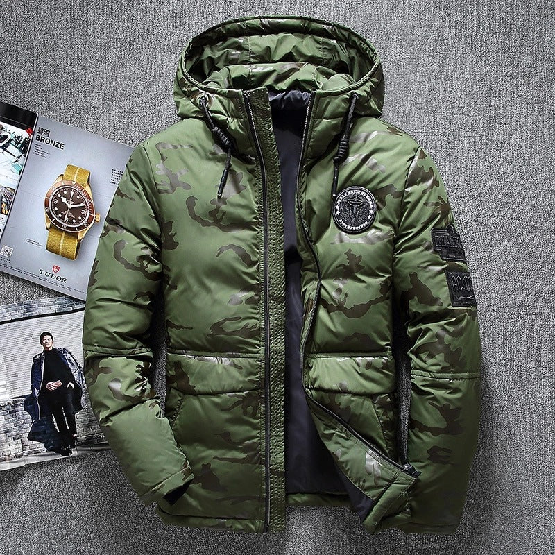 Veste en Duvet Camouflage Imperméable Slim pour Homme
