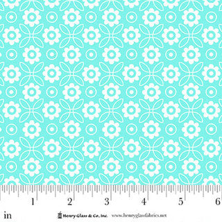 Jubilee Blue Monotone Flower Cotton Fabric - 44"/45" per Yard
